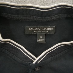 Banana Republic Shirt Mens Medium Black Henley Short Sleeve Contrasting Trim