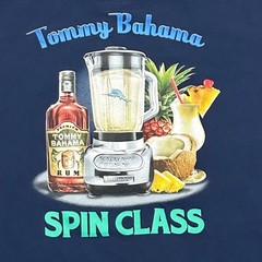 Tommy Bahama Relax Mens XL Spin Class Graphic T-Shirt Navy Blue Cotton Marlin