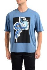 Just Cavalli Men’s Blue Graphic Print Crewneck T-Shirt US 2XL IT 56
