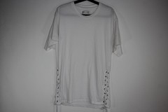 Faith Connexion Mens XS White Elongated Tie Lace T-Shirt K662