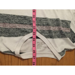 Blue Diamond Mens Basic Shirt White Gray Striped V Neck Short Sleeve Tee S