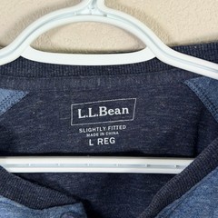 LL Bean Henley Shirt Mens L Blue Raglan Long Sleeve Slightly Fitted 507469