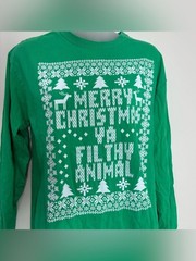 Merry Christmas you filthy animal home alone Green Crewneck long sleeve medium