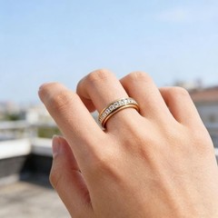 2pcs Anxiety Rings For Women，Cubic Zirconia Statement Stainless Steel Fidget …