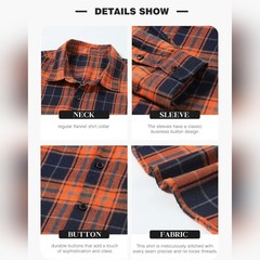 JMIERR Men’s Flannel Shirt size L Long Sleeve Button-Down Plaid Black Cotton