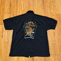 Tommy Bahama Men’s Shirt Button Up Silk Embroidered Tiger Black Size Large