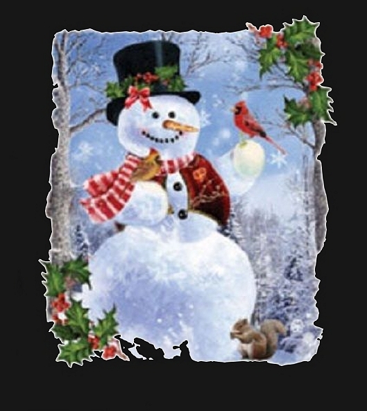 Snowman Shirt, Jolly, Christmas, top hat, scarf & winter scene, Small – 5X,