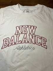 New Balance Athletics Collegiate T-Shirt White Red Logo Retro Varsity Tee M
