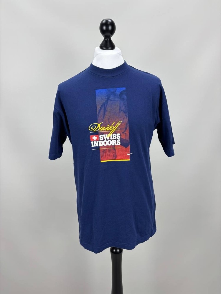 Mens vintage t shirt Nike Davidoff Swiss Indoors Tennis Size M Duties Paid(USA)