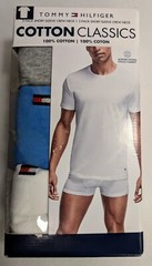 Tommy Hilfiger Men’s Classic Crew Neck Tee T-Shirts 3-Pack MED Blue Gray White M