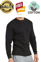 Thermal Shirt COTTON Warm Medium Weight Long Sleeve Crew Neck Waffle Men’s
