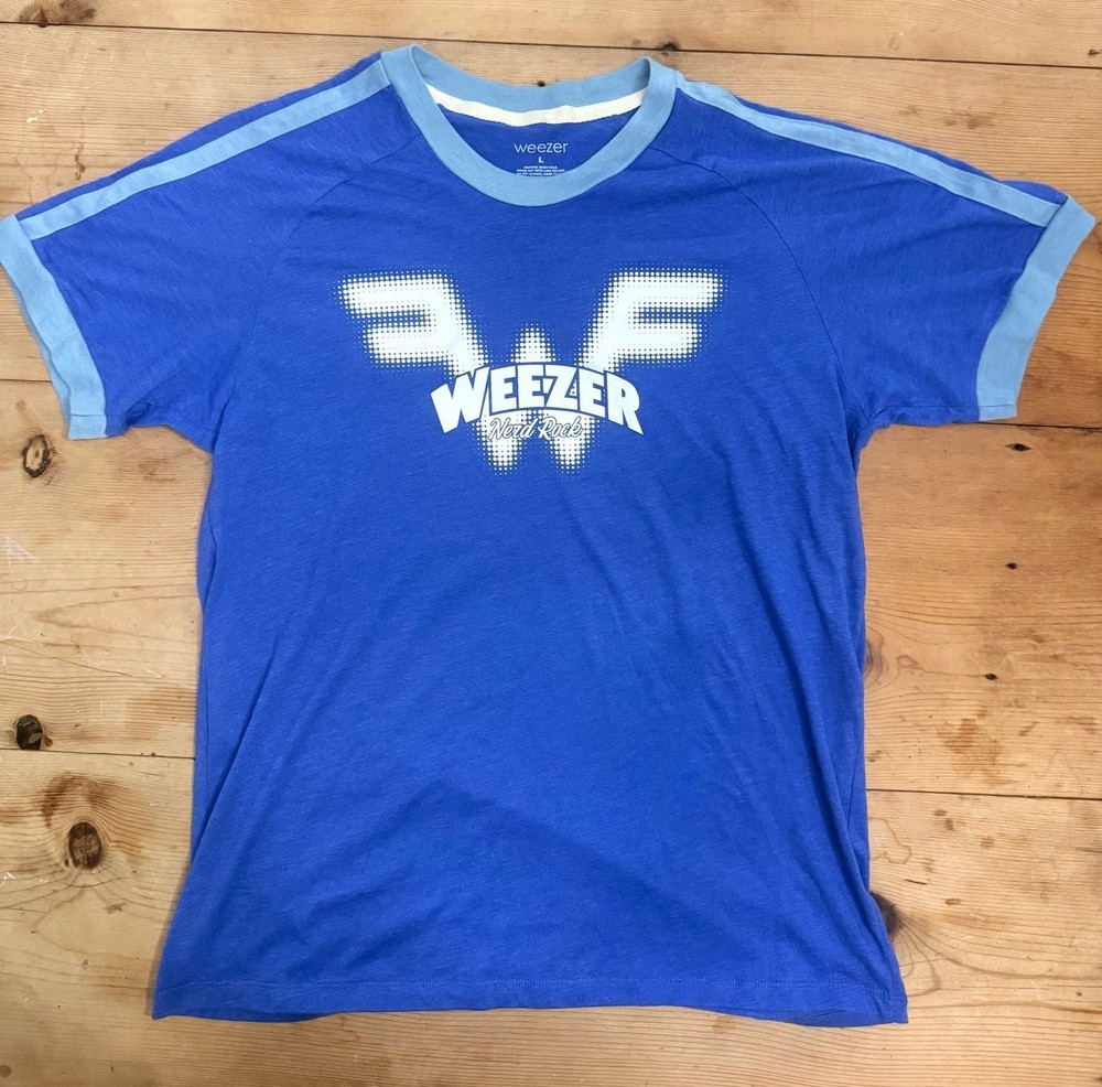 Weezer Nerd Rock Blue Ringer T-Shirt 2024 Tour Merchant