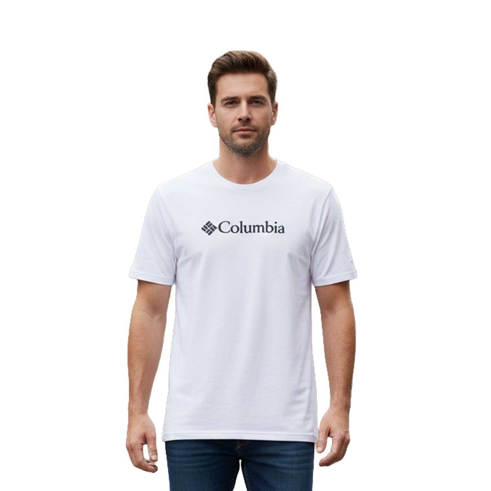 Columbia Men’s White T-Shirt CSC Basic Logo Everyday Wear S/S Tee (S05)