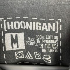 Hoonigan Motorsports T-Shirt Mens Medium Black Spellout Long Sleeves Cotton Cars