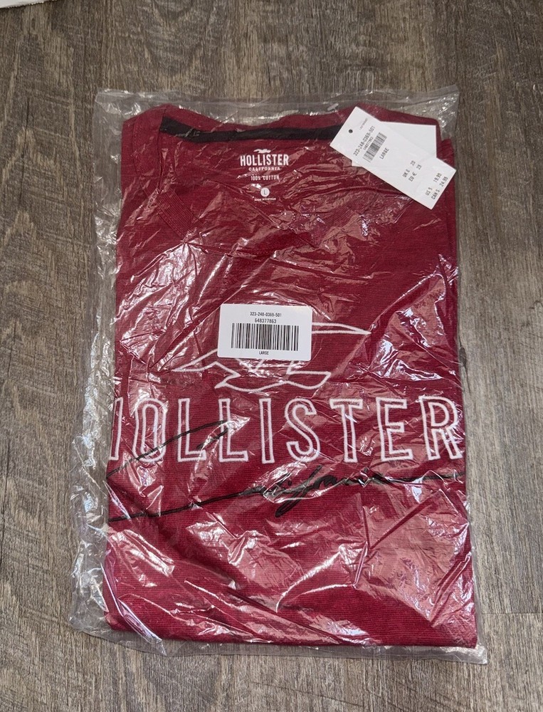 Hollister Men’s Applique Graphic T-Shirt Crew Neck Logo Tee Size L