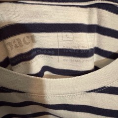 Pact Mens Large Blue White Stripe Ringer Tee T-Shirt Short Sleeve Organic Cotton