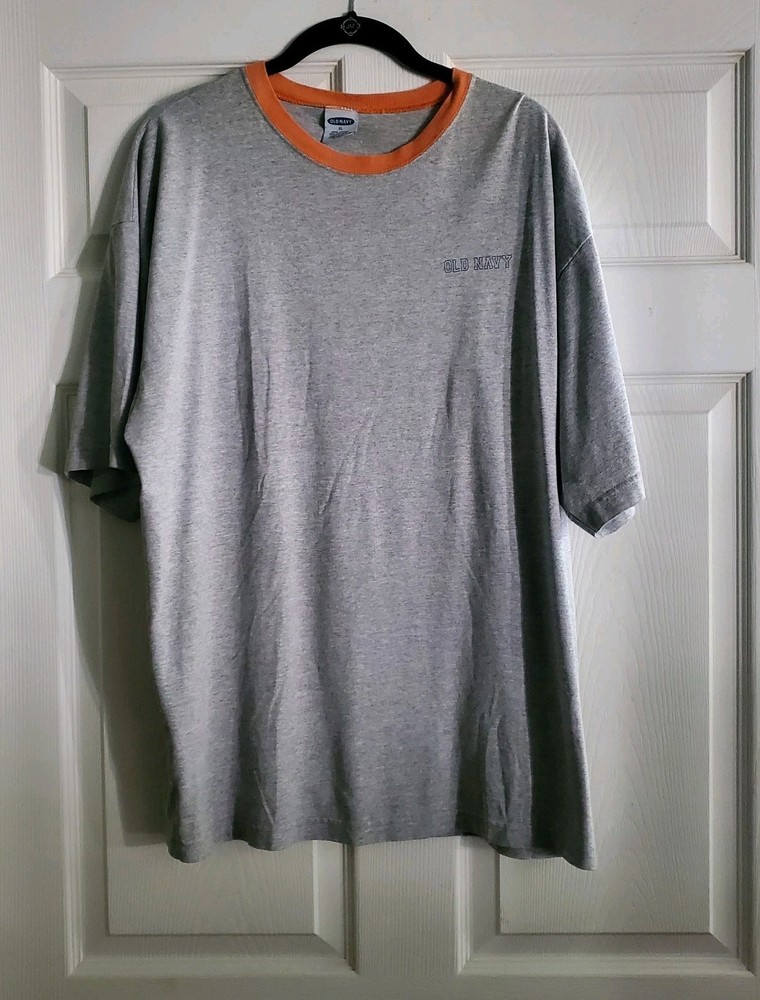 Vtg Y2K Old Navy 43 T-Shirt Men’s XL Gray Ringer Collar Made In USA