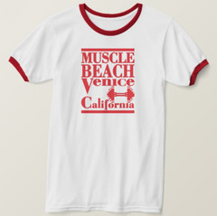 Muscle Beach Venice California Old School Bodybuilding Vintage Logo T-Shirt New