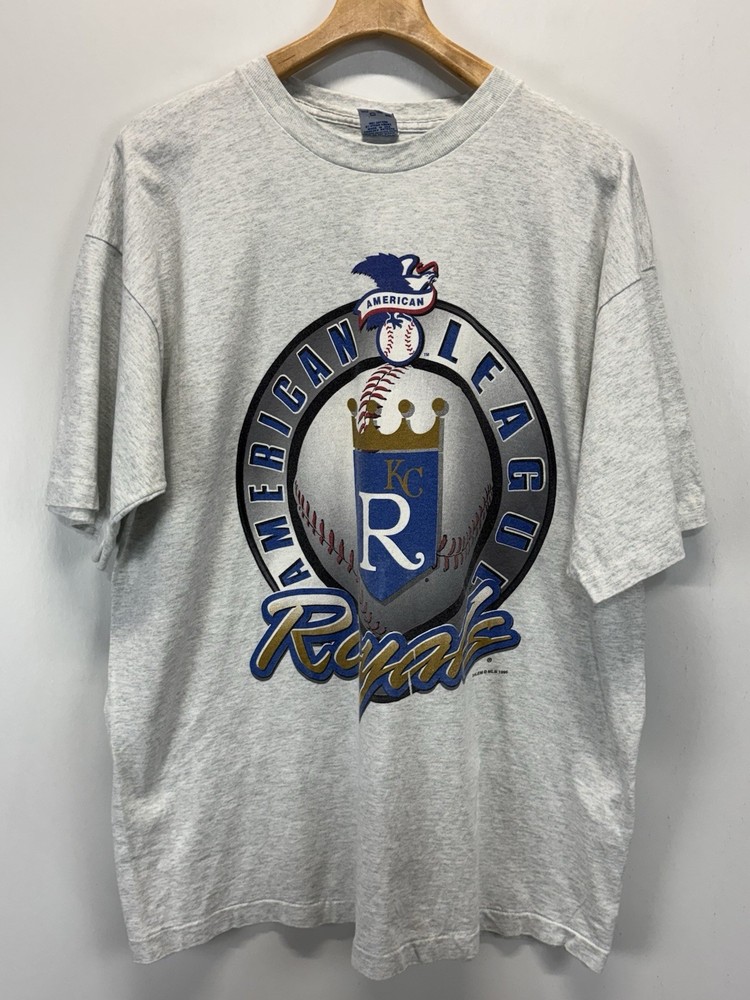 Vtg Kansas City Royals Tshirt XXL 2XL Grey 1996 Single Stitch Made USA Salem