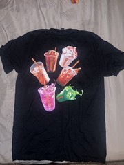 Dunkin’ Donuts T-Shirt Iced Drinks On Back Black Size M Employee Shirt Coffee
