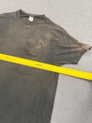 Vintage 80s Black Blank Pocket T-Shirt Sun Faded Mens XL Cotton Basic Distresed