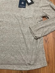 Kenneth Cole Techni-Co Long Sleeve Crew Neck Linen Tee Shirt Large Taupe Heather