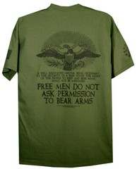 Second Amendment Militia T-Shirt Free Men Do Not Ask Permission to Bear Arms 2A