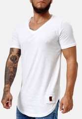 Mens T-Shirt Body Fitness Deep V Neck Long Shirt Casual Basic