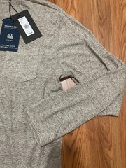 Kenneth Cole Techni-Co Long Sleeve Crew Neck Linen Tee Shirt Large Taupe Heather