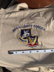 Vintage USAF ACC Security Forces Dual-Shield Polo Style T Shirt Brown XL RN90836