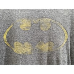 Batman Keaton Logo T-Shirt Men’s XXL Flocked Distressed Gray Graphic Tee 50-52