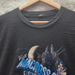 Macross City Anime T-Shirt XXL Robotech Mecha Valkyrie Minmay Graphic Tee Black