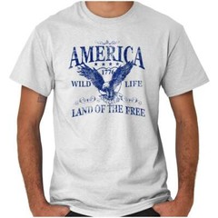 America Wild Life 1776 Land of the Free Adult Short Sleeve Crewneck Tee