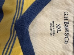 G.H. Bass & Co. T Shirt 2XL Yellow Blue Horizontal Striped Cotton Nautical Vaca