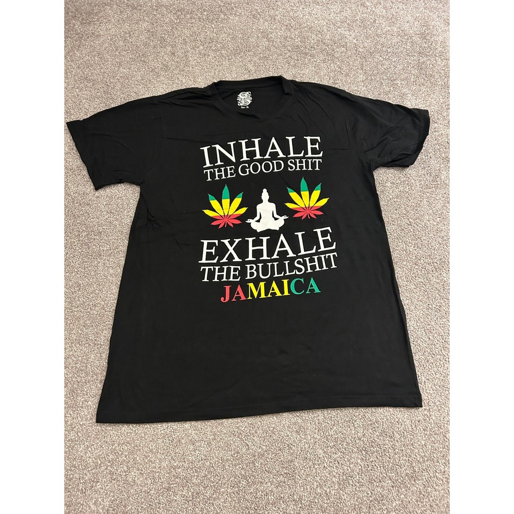 Show Off Clothing T-Shirt Mens XL Black Excellent Jamaica Inhale Exhale Graphic