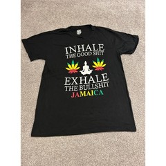 Show Off Clothing T-Shirt Mens XL Black Excellent Jamaica Inhale Exhale Graphic