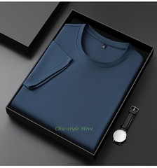 Summer fashion Men’s Silk T-Shirt Short Sleeve Luxury Soft Breathable Tee
