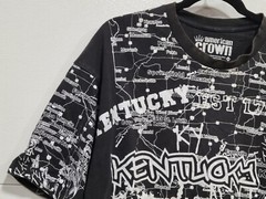 American Crown Large L Kentucky Black White All Over Map Print KY Tshirt Tee