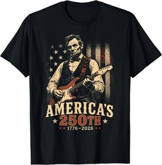 Abraham Lincoln America’s 250th Anniversary Guitar Patriotic T-Shirt 1776-2026
