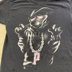 Vintage Y2K Pink Panther Shirt Mens L Faded Black Gangster Cartoon Parody Shadow
