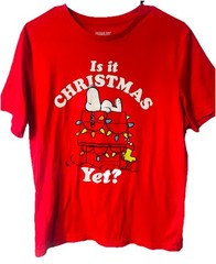 VINTAGE STYLE PEANUTS SNOOPY It Is CHRISTMAS Yet? T-Shirt MENS Medium NEW