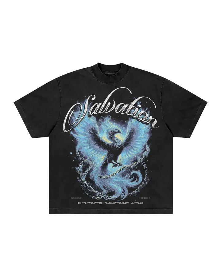 Men’s Vintage Washed Graphic T-Shirt Phoenix Fire Print Gothic Streetwear Tee