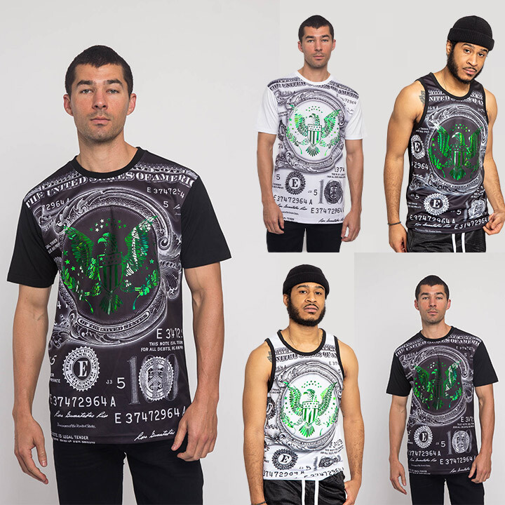Victorious Men’s Iridescent Money Graphic Print T-Shirt & Tank Top TS7331 TT72