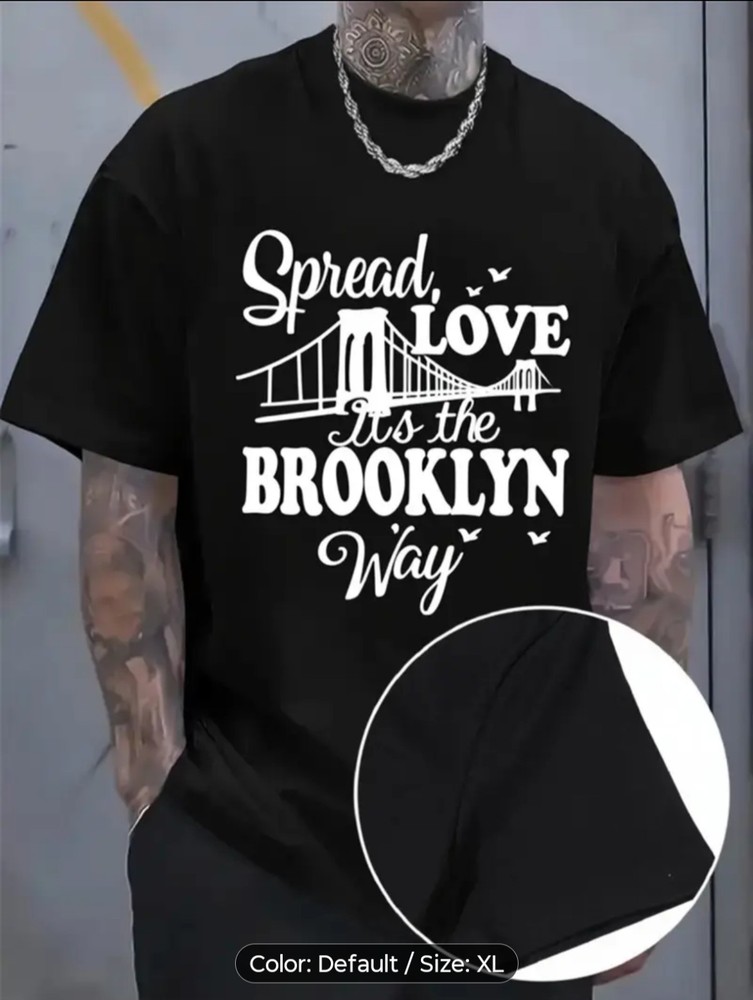 Brooklyn Way Graphic T-Shirt New XL Black Men Gift Fashion Trend New York