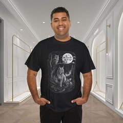 Moonlight Murmurs Owl Lynx Rabbit Forest Graphic T-Shirt