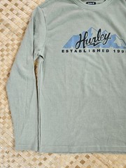 Hurley Thermal Shirt Mens Medium Green Long Sleeve Waffle Knit Surf Skate NEW