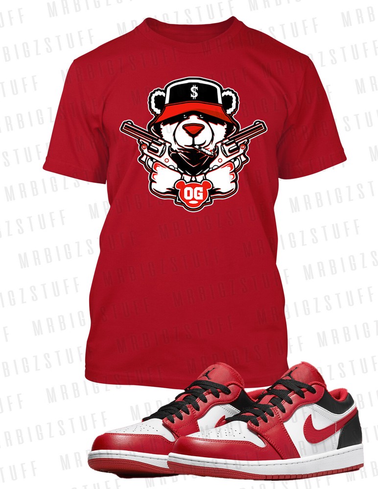 OG Gun Slinger Bear Graphic Sneaker Tee Shirt To Match J1 Black Toe Low Sport T