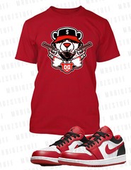 OG Gun Slinger Bear Graphic Sneaker Tee Shirt To Match J1 Black Toe Low Sport T