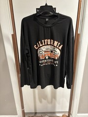 California Tourism T Shirt Size Medium. Black and Orange Long Sleeve Shirt.