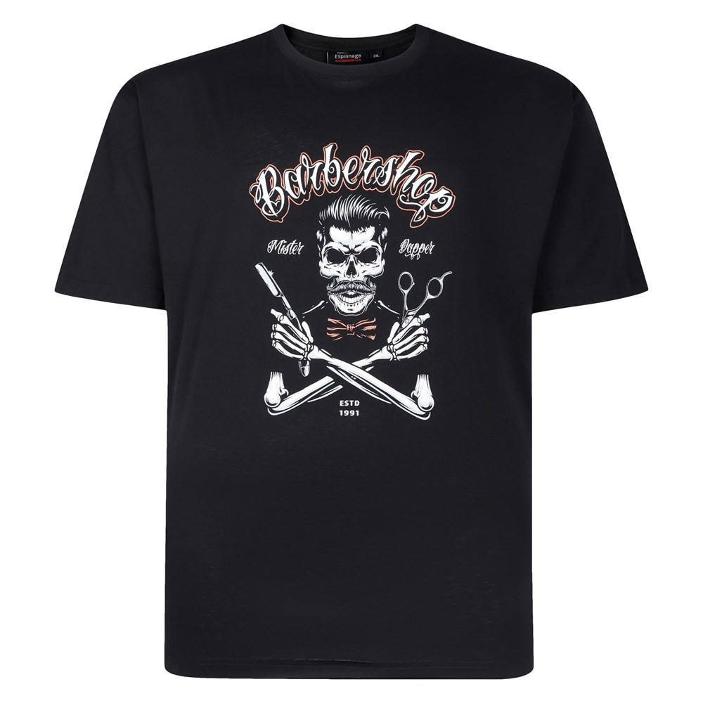 NEW IN ESPIONAGE BARBERSHOP SKULL T SHIRT T437 2XL3XL 4XL5XL6XL7XL8XL